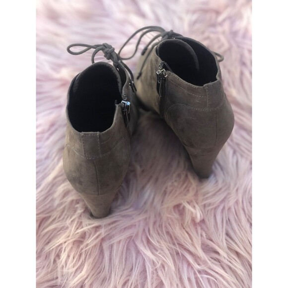 Franco Sarto Annabelle Womens Suede Leather Wedge Ankle Boots Gray 8.5 Lace Up - Picture 3 of 4